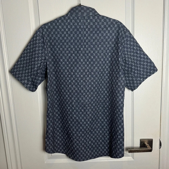 Lululemon Airing Easy Short Sleeve Buttondown IKat Check White True Navy Size S - Picture 10 of 15